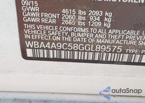 2016 BMW 428I Gran Coupe z USA, uszkodzony, nr VIN WBA4A9C58GGL89575